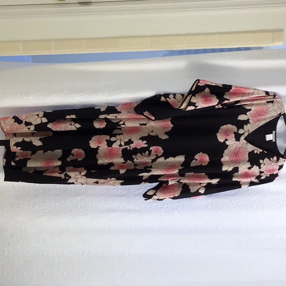 Black with pink floral caftan